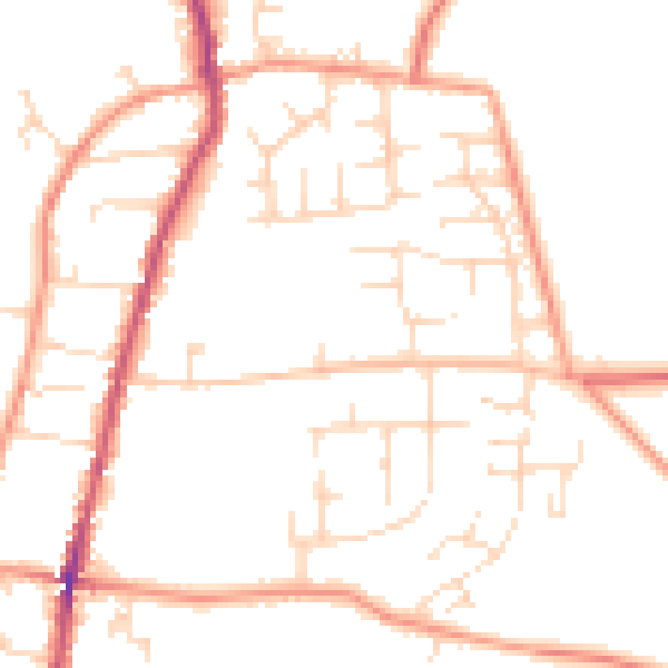 Daytime road noise heatmap for NG23 7PL