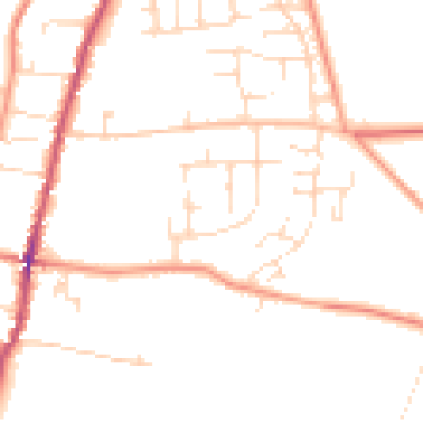 Daytime road noise heatmap for NG23 7PU