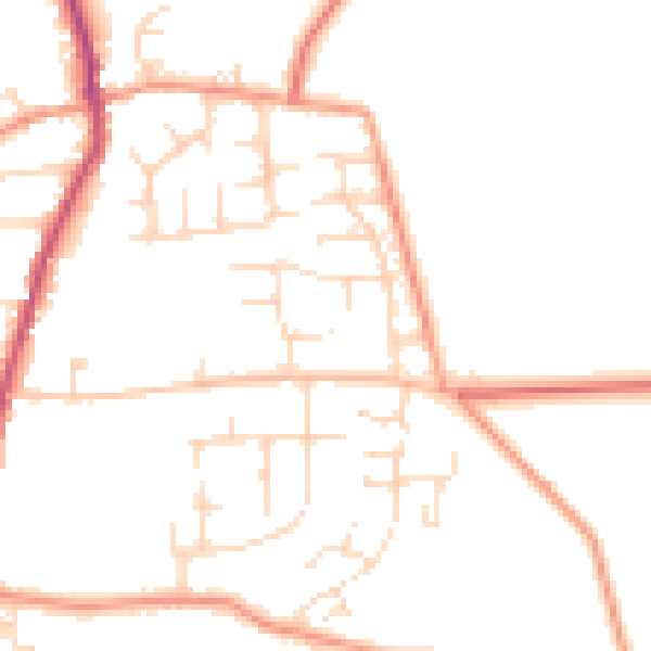 Daytime road noise heatmap for NG23 7SL