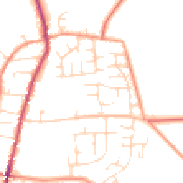 Daytime road noise heatmap for NG23 7SW