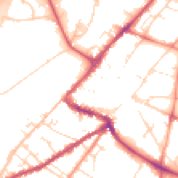 Daytime road noise heatmap for NG24 1AN