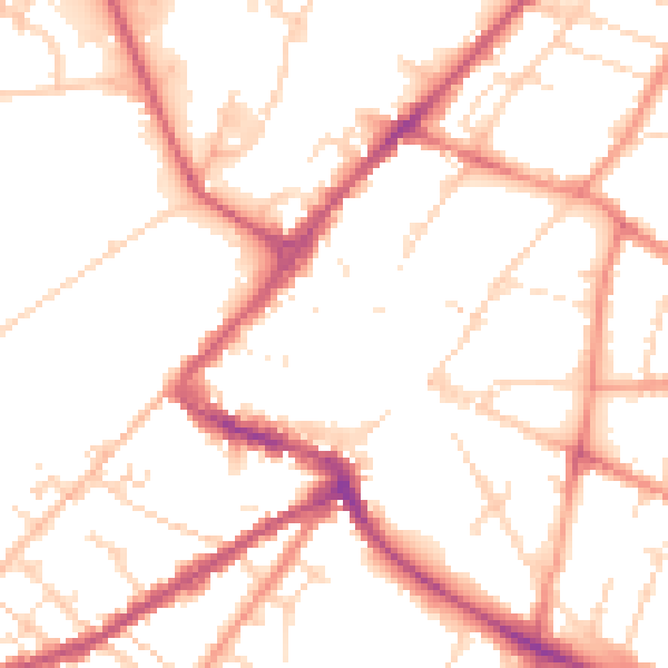 Daytime road noise heatmap for NG24 1AU