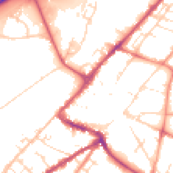 Daytime road noise heatmap for NG24 1AZ