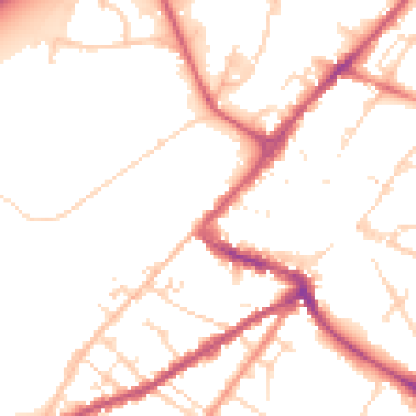 Daytime road noise heatmap for NG24 1BG
