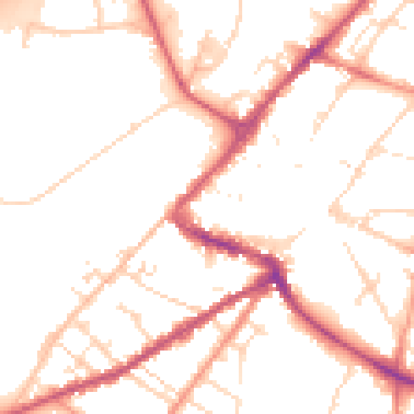 Daytime road noise heatmap for NG24 1BJ