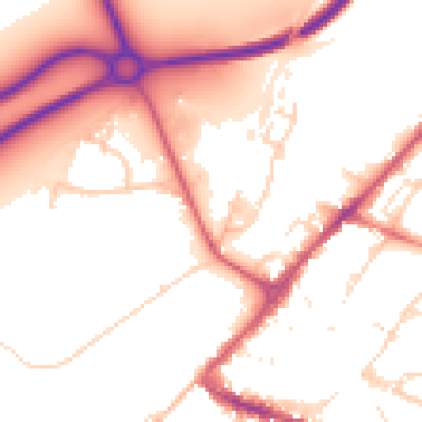 Daytime road noise heatmap for NG24 1BL