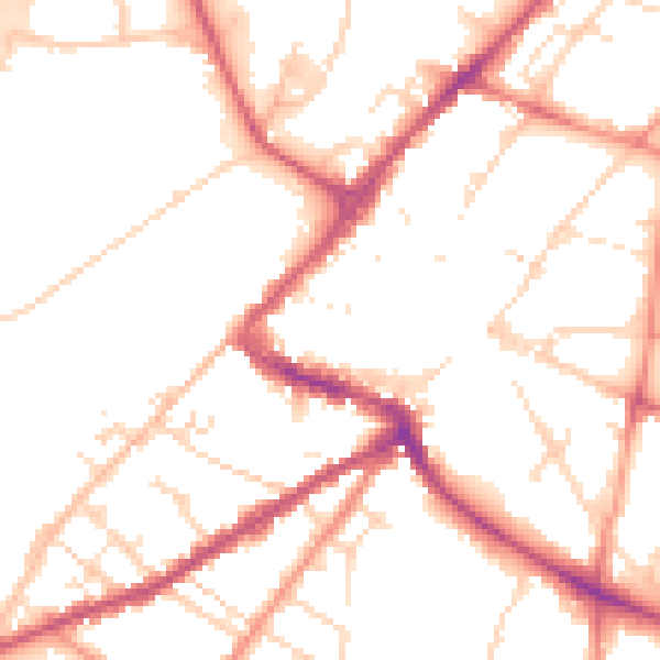 Daytime road noise heatmap for NG24 1DE