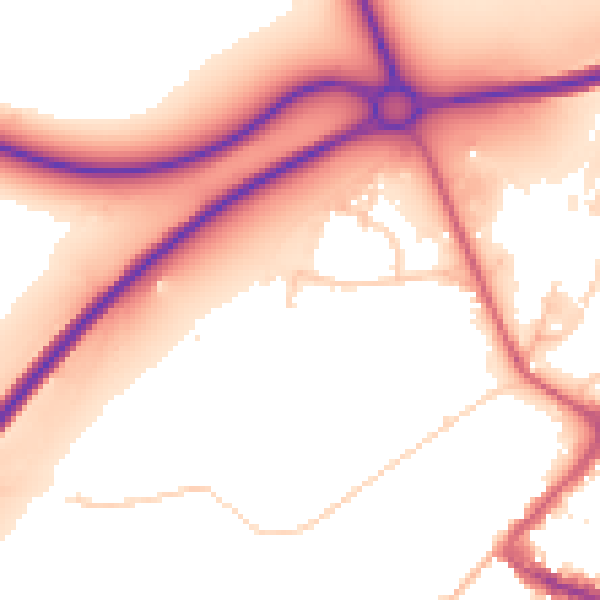 Daytime road noise heatmap for NG24 1DF