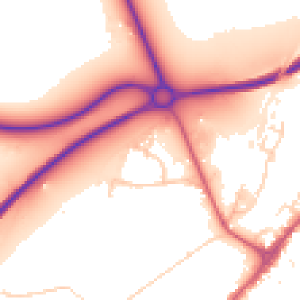 Daytime road noise heatmap for NG24 1DG