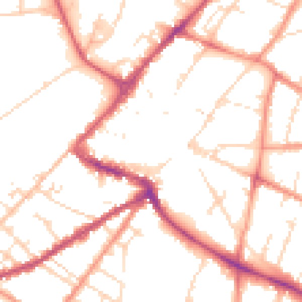 Daytime road noise heatmap for NG24 1EB