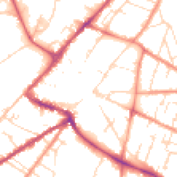 Daytime road noise heatmap for NG24 1EE