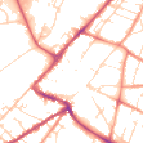Daytime road noise heatmap for NG24 1EL