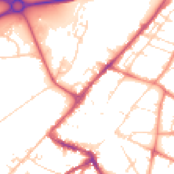 Daytime road noise heatmap for NG24 1ES