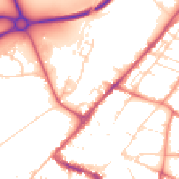 Daytime road noise heatmap for NG24 1ET