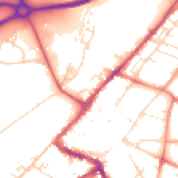Daytime road noise heatmap for NG24 1EU