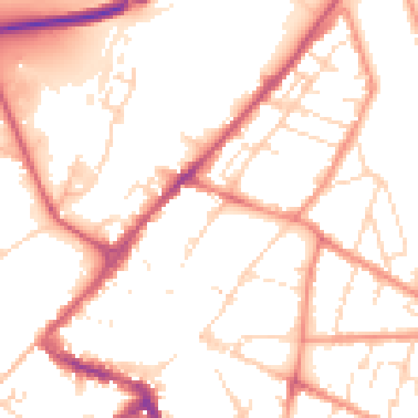 Daytime road noise heatmap for NG24 1EW