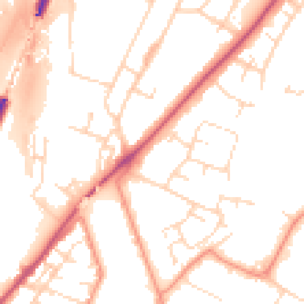 Daytime road noise heatmap for NG24 2DD