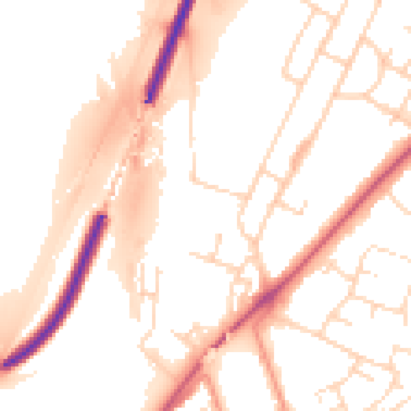 Daytime road noise heatmap for NG24 2FE