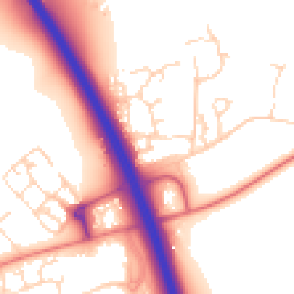 Daytime road noise heatmap for NG24 2TD