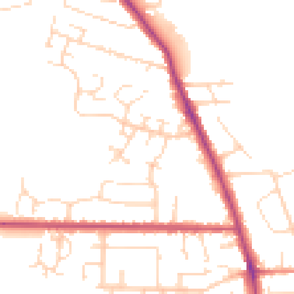 Daytime road noise heatmap for NG24 3BE