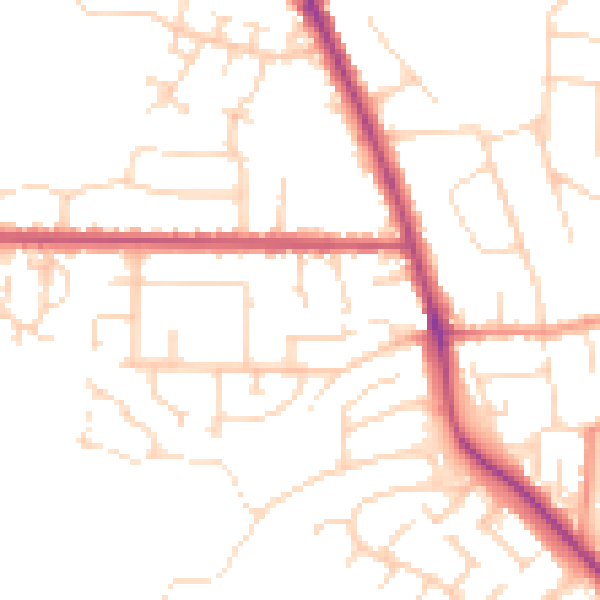 Daytime road noise heatmap for NG24 3FE