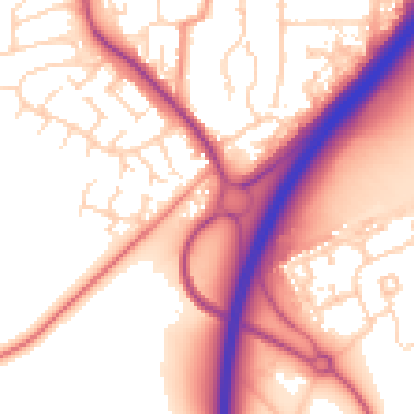 Daytime road noise heatmap for NG24 3GS
