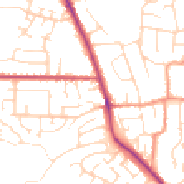Daytime road noise heatmap for NG24 3HE