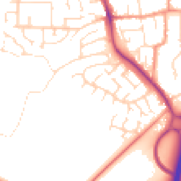 Daytime road noise heatmap for NG24 3HT