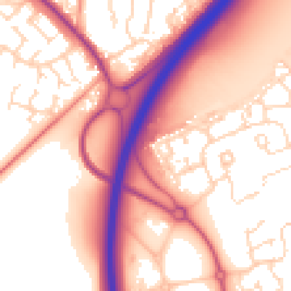 Daytime road noise heatmap for NG24 3JU