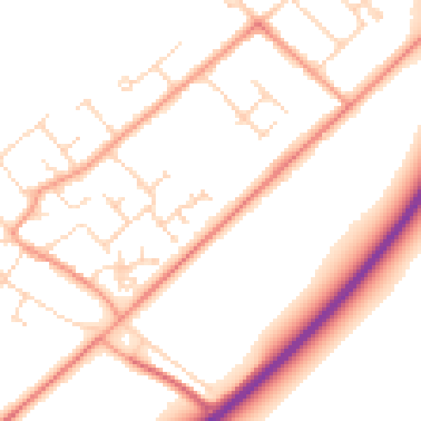 Daytime road noise heatmap for NG24 3TT
