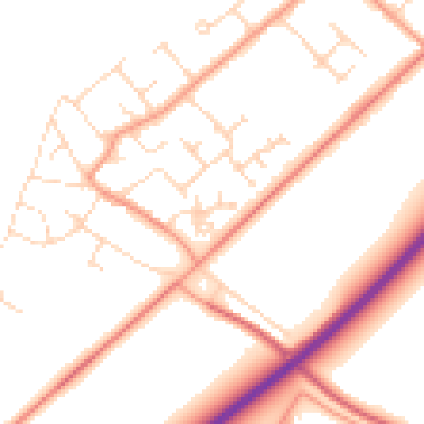 Daytime road noise heatmap for NG24 3TZ