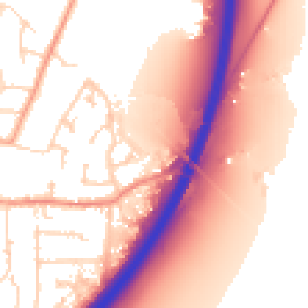 Daytime road noise heatmap for NG24 3UQ