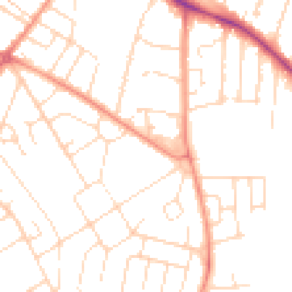 Daytime road noise heatmap for NG24 4DZ