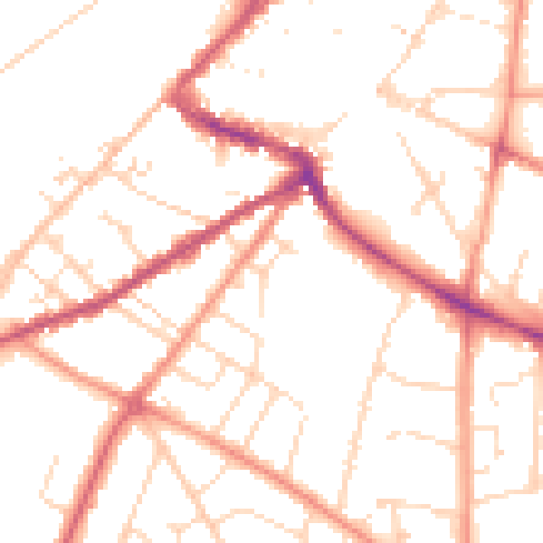 Daytime road noise heatmap for NG24 4ED