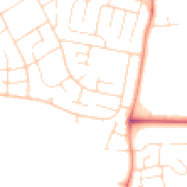 Daytime road noise heatmap for NG24 4JY