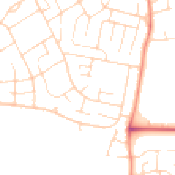 Daytime road noise heatmap for NG24 4JZ