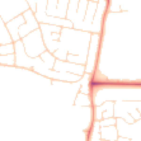 Daytime road noise heatmap for NG24 4LQ