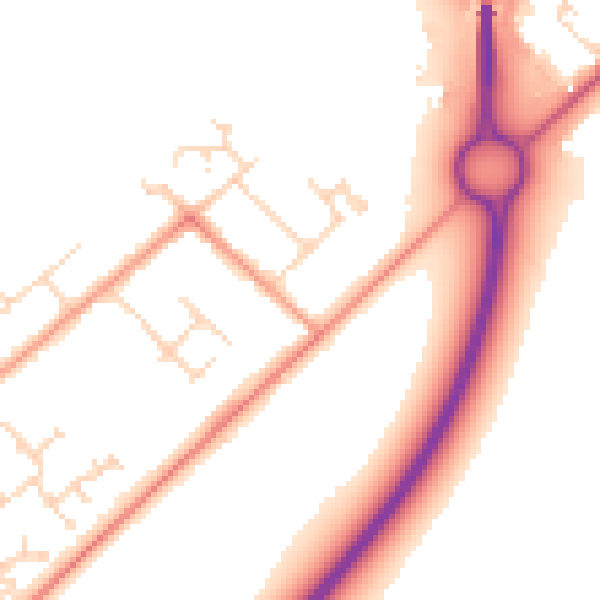 Daytime road noise heatmap for NG24 4TL