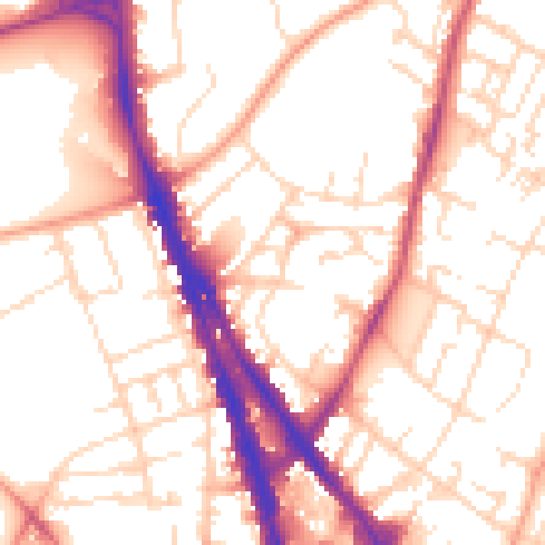 Daytime road noise heatmap for NG3 1AE