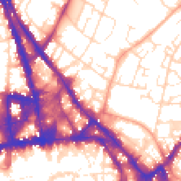 Daytime road noise heatmap for NG3 1BE