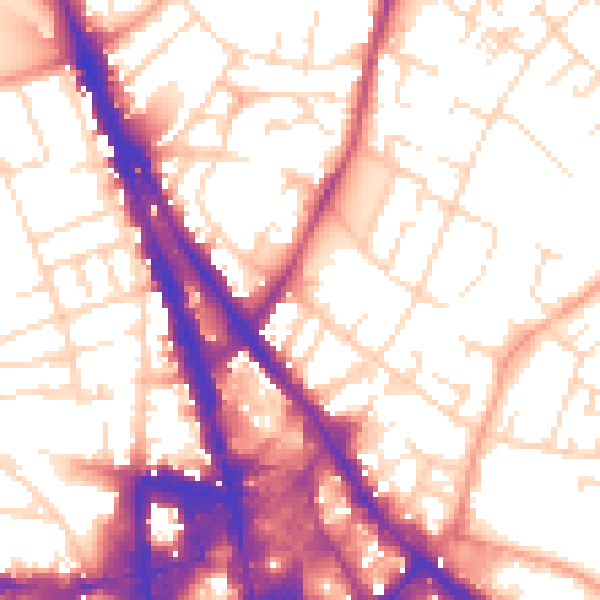 Daytime road noise heatmap for NG3 1DU