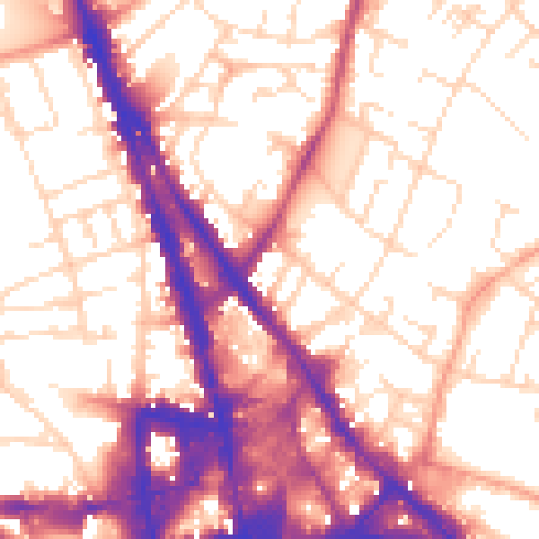 Daytime road noise heatmap for NG3 1DW