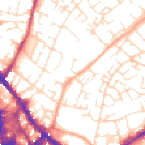 Daytime road noise heatmap for NG3 1NU