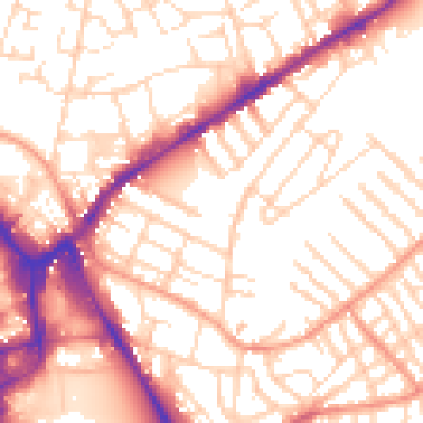 Daytime road noise heatmap for NG3 2AB