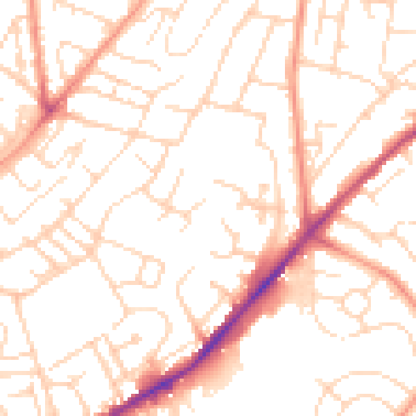 Daytime road noise heatmap for NG3 2HS