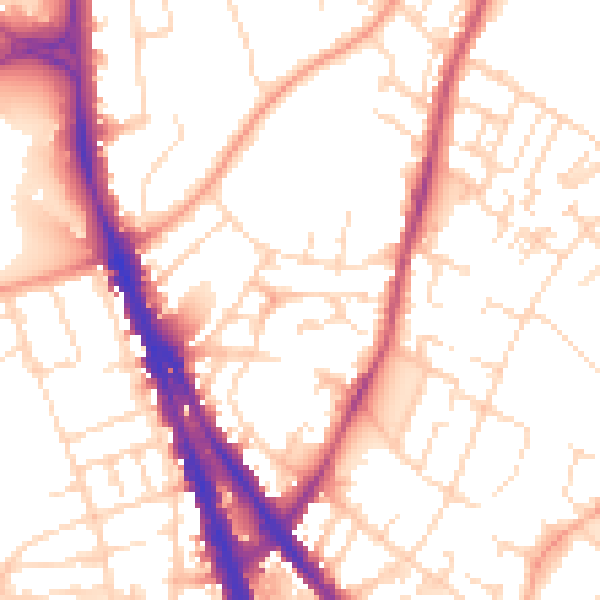 Daytime road noise heatmap for NG3 4FR