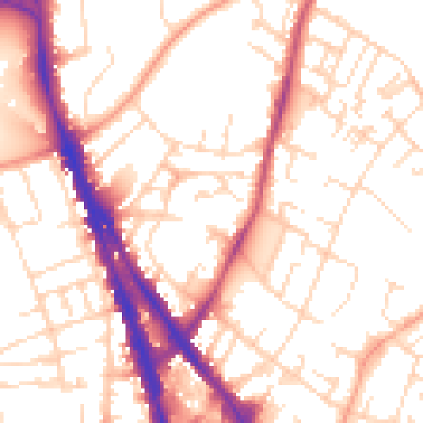 Daytime road noise heatmap for NG3 4FT