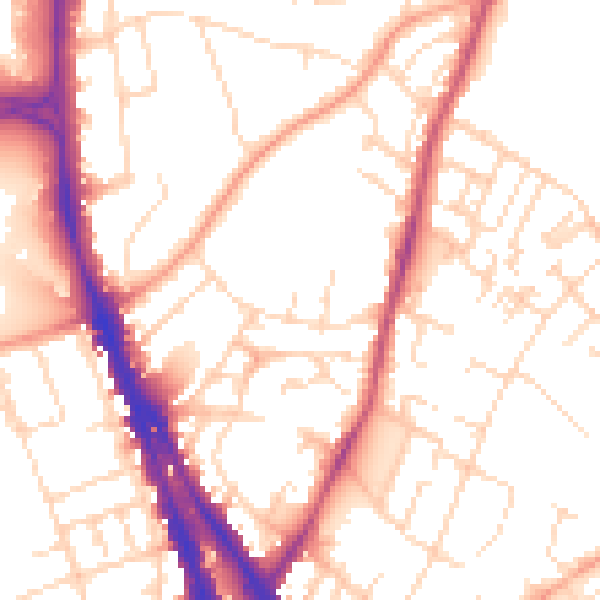 Daytime road noise heatmap for NG3 4GZ