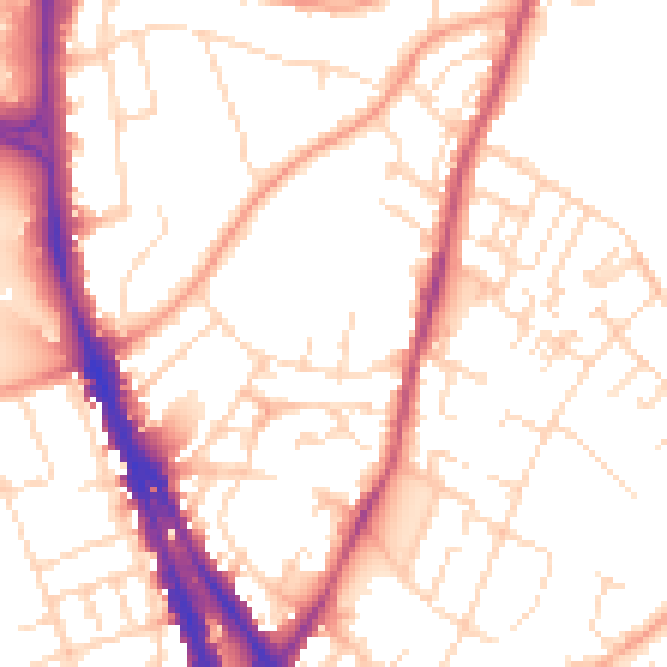 Daytime road noise heatmap for NG3 4HB