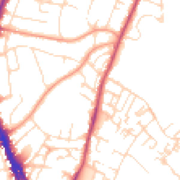 Daytime road noise heatmap for NG3 4JR